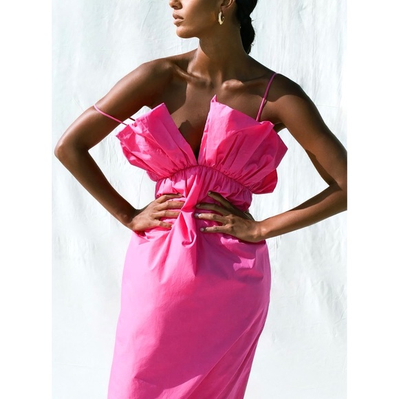Mara Hoffman Maxi Ruffle Sleeveless Raquel Pink Dress - Picture 4 of 7